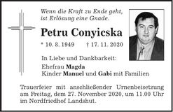 Traueranzeige Petru Conyicska