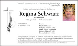 Traueranzeige Regina Schwarz