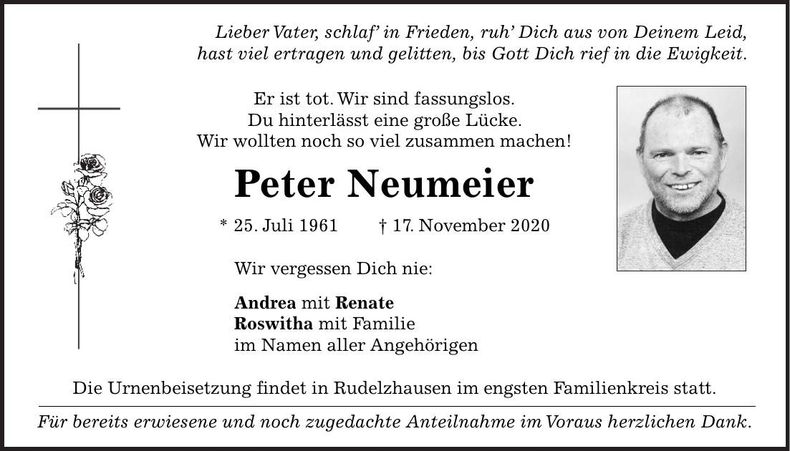 Traueranzeige Peter Neumeier