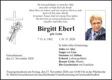 Traueranzeige Birgitt Eberl