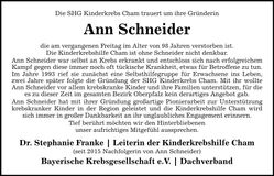 Traueranzeige Ann Schneider