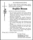 Traueranzeige Sophie Braun