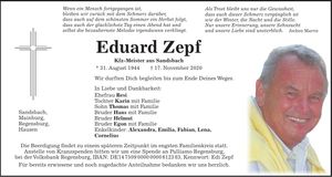 Traueranzeige Eduard Zepf