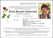 Traueranzeige Renate Schwertl