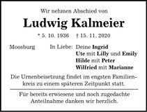 Traueranzeige Ludwig Kalmeier