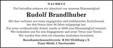 Traueranzeige Rudolf Brandlhuber