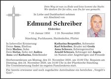 Traueranzeige Edmund Schreiber