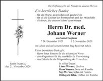 Traueranzeige Johann Werner