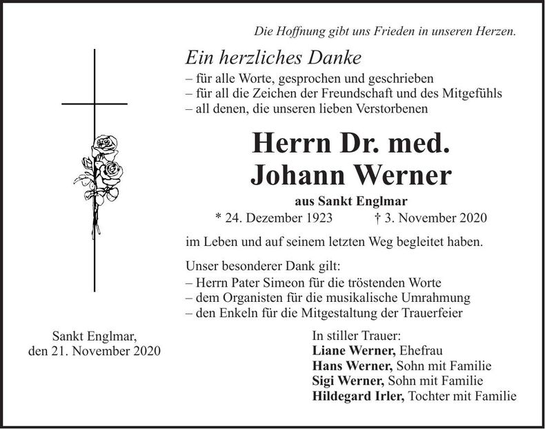 Traueranzeige Johann Werner