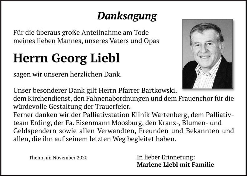 Traueranzeige Georg Liebl