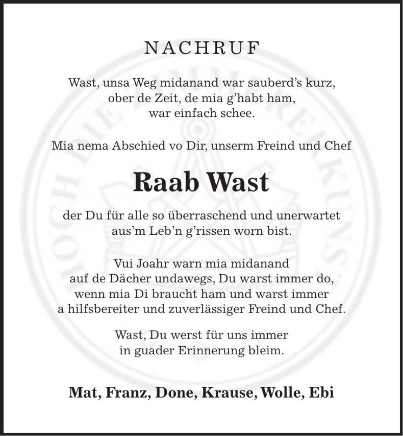 Traueranzeige Sebastian Raab