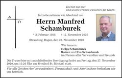 Traueranzeige Manfred Schamburek