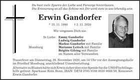 Traueranzeige Erwin Gandorfer
