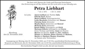 Traueranzeige Petra Liebhart