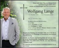 Traueranzeige Wolfgang Lange