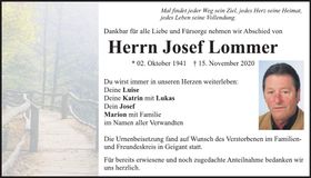Traueranzeige Josef Lommer