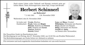 Traueranzeige Herbert Schinnerl