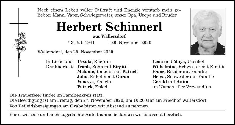 Traueranzeige Herbert Schinnerl