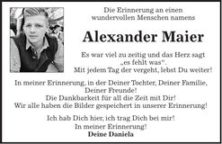 Traueranzeige Alexander Maier