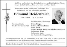 Traueranzeige Edmund Heidenreich