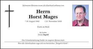 Traueranzeige Horst Mages