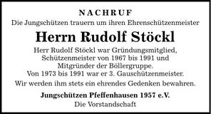 Traueranzeige Rudolf Stöckl