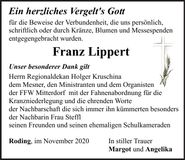 Traueranzeige Franz Lippert