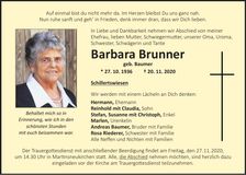 Traueranzeige Barbara Brunner