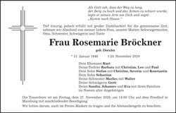 Traueranzeige Rosemarie Bröckner