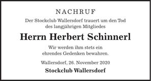 Traueranzeige Herbert Schinnerl