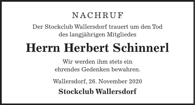 Traueranzeige Herbert Schinnerl