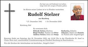 Traueranzeige Rudolf Stelzer