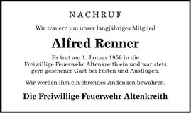 Traueranzeige Alfred Renner