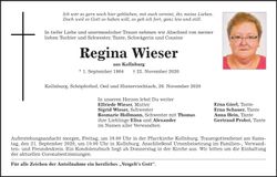 Traueranzeige Wieser Regina