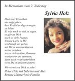Traueranzeige Sylvia Holz