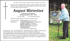 Traueranzeige August Hirtreiter