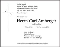 Traueranzeige Carl Amberger