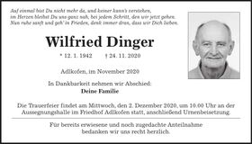 Traueranzeige Wilfried Dinger