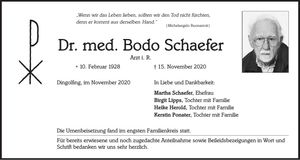 Traueranzeige Bodo Schaefer