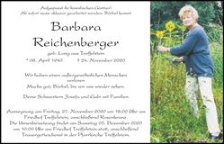 Traueranzeige Barbara Reichenberger