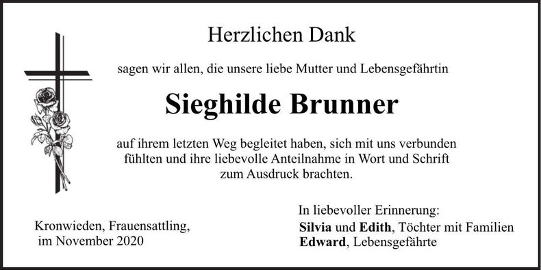 Traueranzeige Sieghilde Brunner