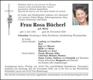 Traueranzeige Rosa Bücherl