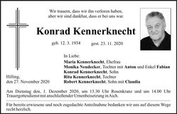 Traueranzeige Konrad Kennerknecht