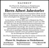 Traueranzeige Albert Jahrstorfer