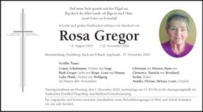 Traueranzeige Rosa Gregor