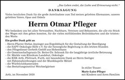 Traueranzeige Otmar Pfleger