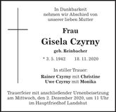 Traueranzeige Gisela Czyrny