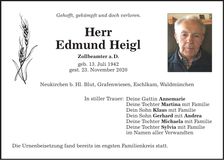 Traueranzeige Edmund Heigl
