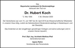 Traueranzeige Hubert Koch