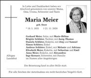 Traueranzeige Maria Meier